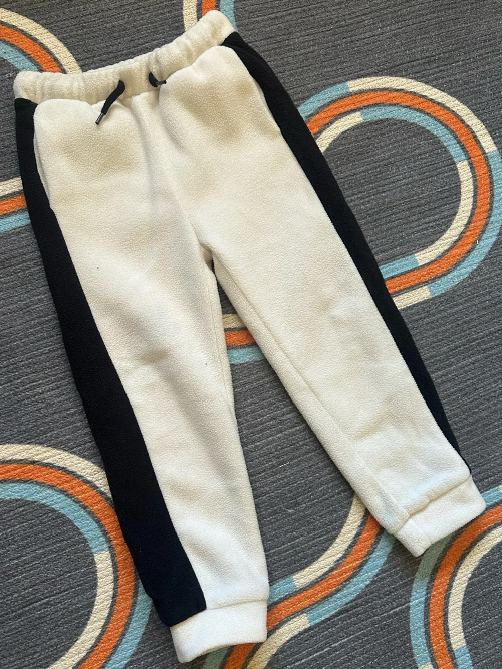 Kids Black & Cream Sherpa Jogger Pants